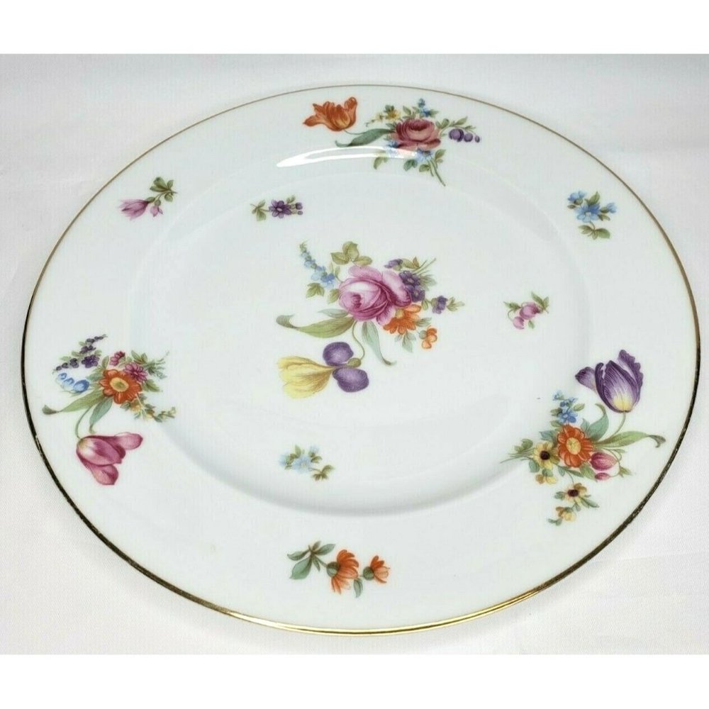 Vintage Pirkenhammer Czechoslovakia F&B Louise S Floral Gold Trim 10" Plate
